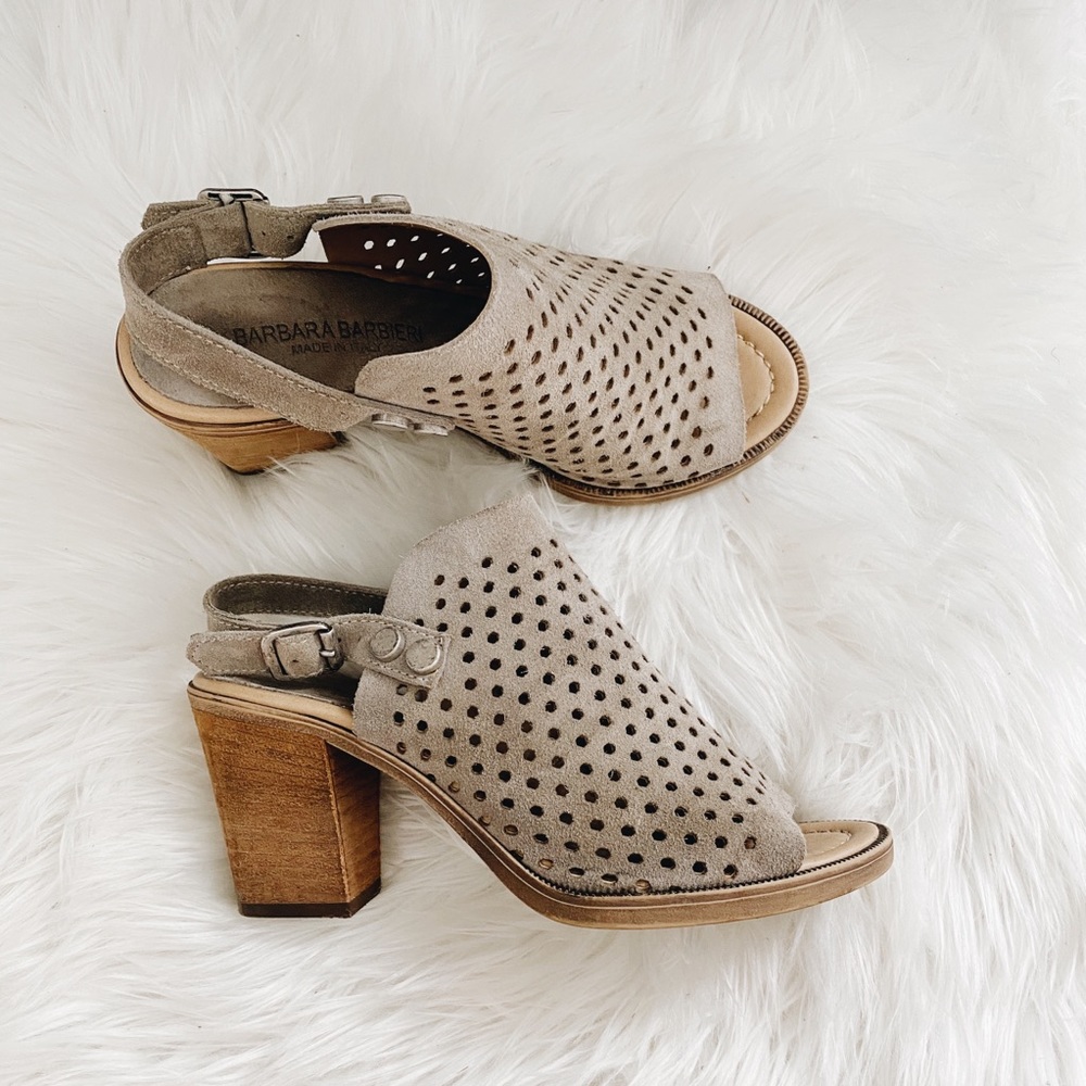 Gray Suede Sling Back Mules